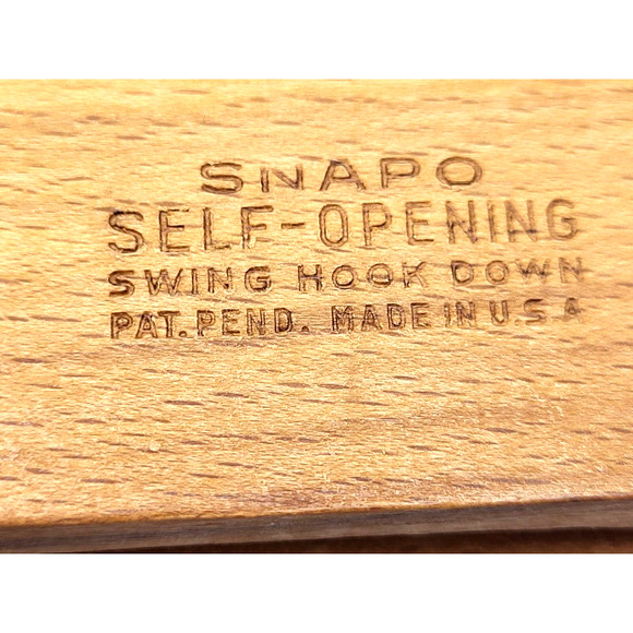 Vintage Wood Metal Suit Hanger Snapo Self Opening 19x7" Set of 2 - Picture 4 of 5